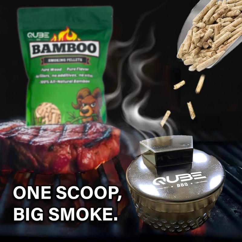 QUBE BBQ Bamboo Smoking Pellets | Clean, Mild Smoke from Sustainable Asian Bamboo | Works in All Smokers & Grills | 2 lb Bag - Image 4